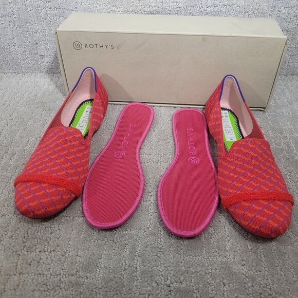 Rothy's The Loafer Pomegranate Grid Slip On Shoes Women's Size US 8.5, 9.5, 10 - Picture 7 of 9